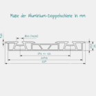 Maße der Aluminium-Doppelschiene in mm.