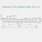 Dimensions of the aluminum double rail in mm